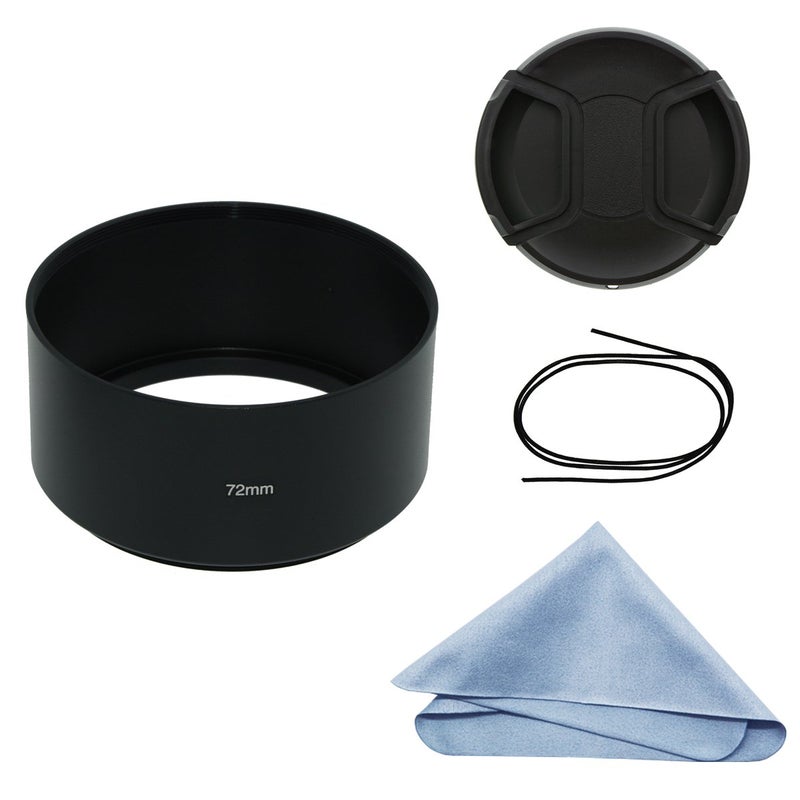 SIOTI 72mm Lens Hood, Oxidation Matte Anti Reflective Treatment, Aluminum Alloy, with 1 * 77mm Lens Cap, Compatible with Sony/Canon/Nikon/Fuji etc >85mm Camera Lens - Image 1